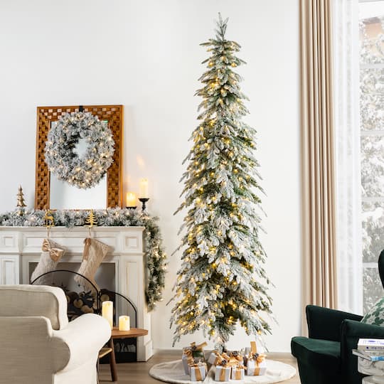 9ft. Pre-Lit Spruce Artificial Christmas Tree, Warm White LED Lights